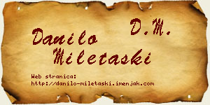 Danilo Miletaški vizit kartica